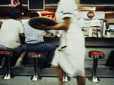 Buy Waitress with a Tray Hurries Past in a Nw Washington, Dc Diner at AllPosters.com