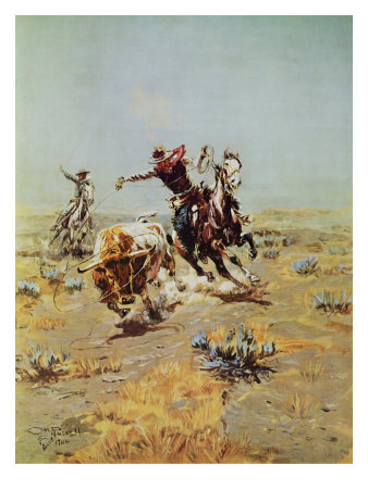 Cowboy Roping A Steer