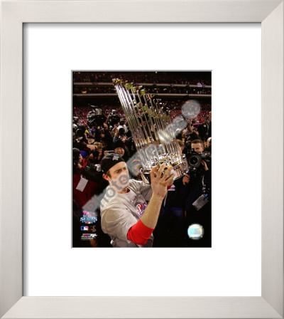 Chase Utley With World Series Trophy