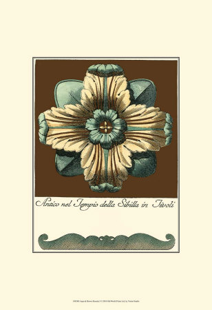 Aqua and Brown Rosette I Posters