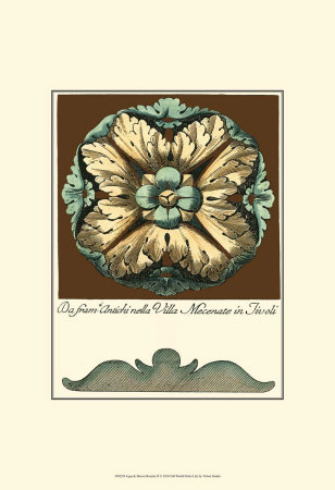 Aqua and Brown Rosette II Posters