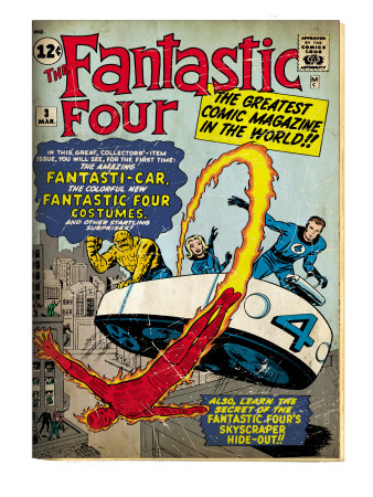 Marvel Comics Retro: Fantastic Four Family Comic Book Cover #3, Flying (aged)
