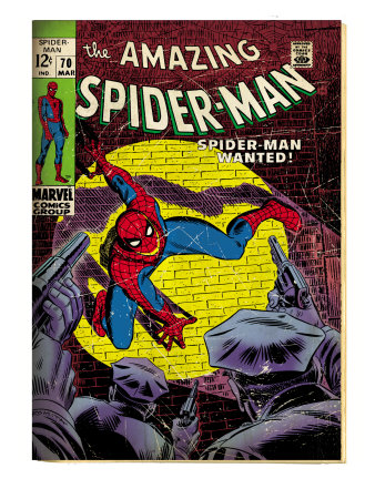 Marvel Comics Retro: The Amazing Spider-Man Comic Book Cover #70, Wanted! (aged)