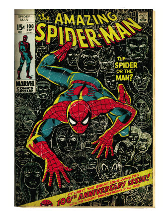 Marvel Comics Retro: The Amazing Spider-Man Comic Book Cover #100, 100th Anniversary Issue (aged)