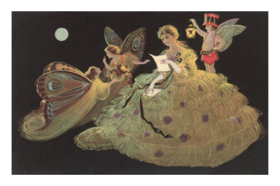 Princess Reading Letter with Butterfly Ladies