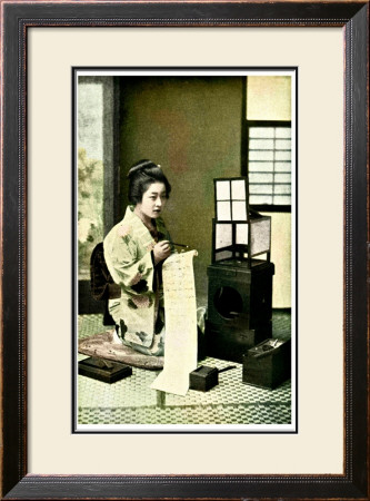 Japanese Geisha Writing Letter