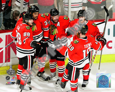 Kane, Byfuglien, Sharp, Keith, & Toews Celebrate Byfuglien