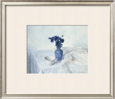 Pansies in a Blue Vase