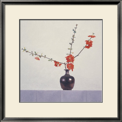 Red Quince Blossoms Framed Art Print