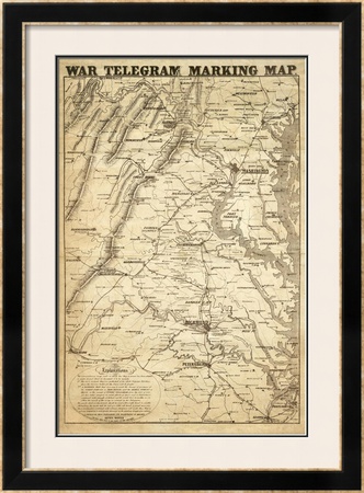 War Telegram Marking Map, c.1862