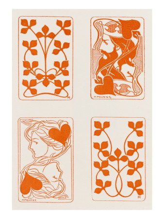 Art Nouveau Style Playing Card Designs by Henri Meunier