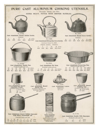 A Selection of Pure Cast Aluminium Cooking Utensils, Polished Inside and Out