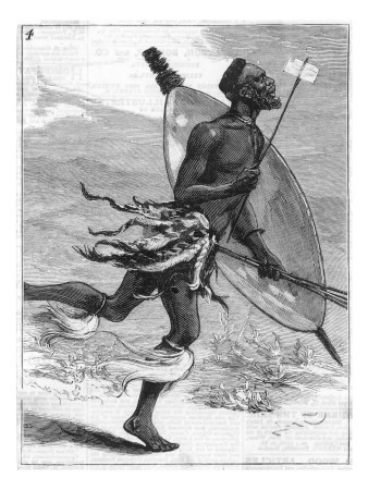A Zulu Courier Running, Carrying a Message in a Cleft Stick
