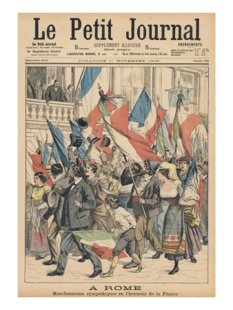 A Pro-French Demonstration Through the Streets of Rome