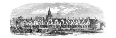 Engraving Showing the Exterior of the Royal Dramatic College, Maybury, Surrey in 1866