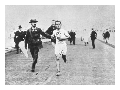 Johnny Hayes Winning the Marathon Race. Olympic Games, London 1908