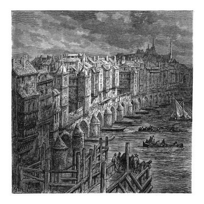 Old London Bridge at the End of the 17th Century