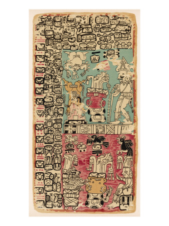 Part of a Calendar Used by Maya Priests, Depicting Gods and Symbolic Creatures