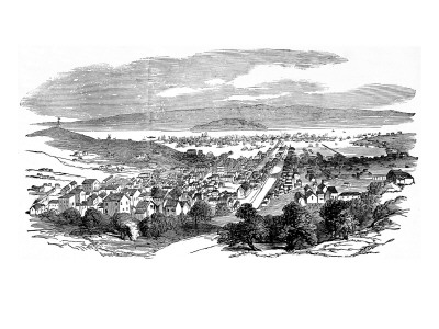 San Francisco 1851 looking towards the Bay and Alcatraz.