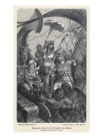 The Battle of Actium : Cleopatra Directs Her Fleet Against the Romans Commanded by Octavian