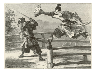 The Samurai Hero Yashitzone in Combat with an Armoured Opponent