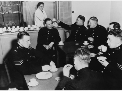 Metropolitan Police Officers in their Canteen Drinking Cups of Tea