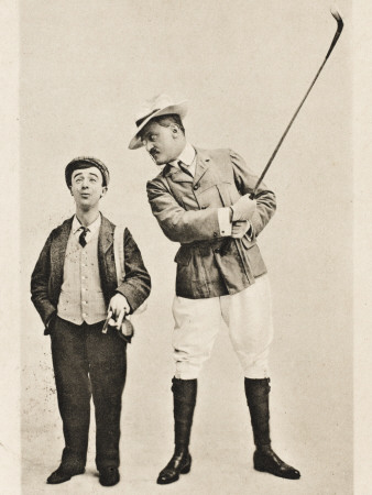 Golfer and His Caddy Poster