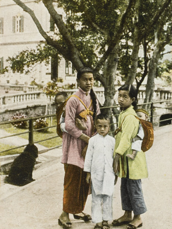Slave Girls Carrying Young Children - Hong Kong