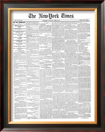 New York Times, April 13, 1861: War Commenced, The First Gun Fired