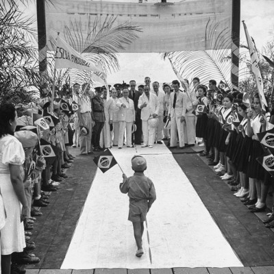 A Very Young Brazilian Boy Giving President Getulio Vargas a Speech