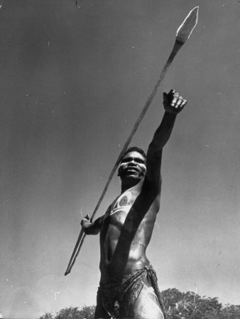 Aborigine Preparing to Throw Spear