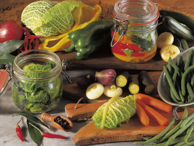 Close-Up of Preserved Vegetables