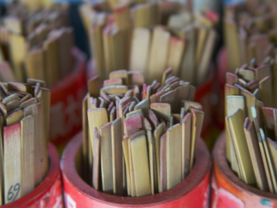 China, Hong Kong, Bamboo Sticks for Divination at Wong Tai Sin Temple