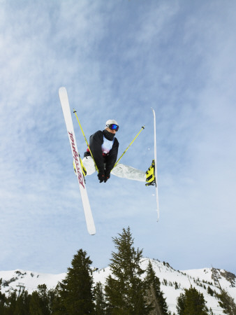 Skier Doing Freestyle Jump in Air