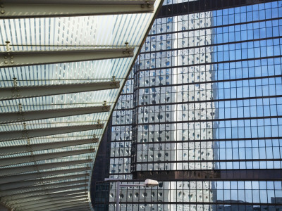 China, Hong Kong, Modern High Rise and Skywalk