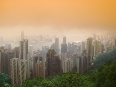 China, Hong Kong, View of Downtown High Rises from Victoria Peak