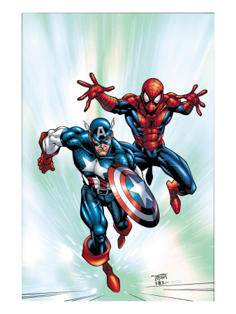 Marvel Age Team Up #2 Cover: Spider-Man and Captain America Fighting and Flying