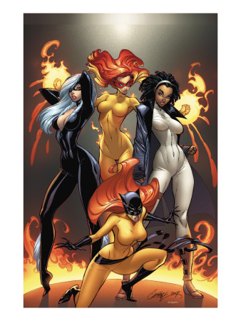 Marvel Divas #1 Cover: Hellcat, Black Cat, Captain Marvel and Firestar