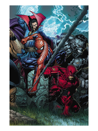 Ultimatum #4 Cover: Spider-Man, Daredevil, Dr. Strange and Hulk