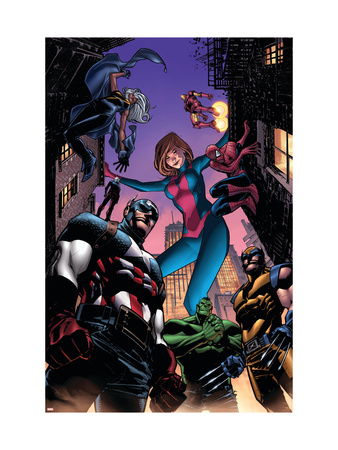 Marvel Adventures Avengers #28 Cover: Captain America, Giant-Girl, Spider-Man and Wolverine