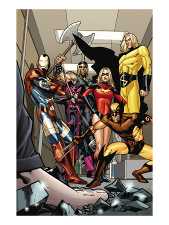 Dark X-Men #3 Group: Iron Patriot, Wolverine, Ms. Marvel, Hawkeye, Ares and Sentry Fighting