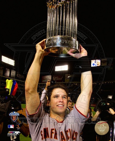 Buster Posey With World Series Trophy Game Five of the 2010 World Series Poster