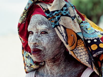 Buy A Woman Wears Ground Bark Cream to Protect Her Face from the Sun at AllPosters.com