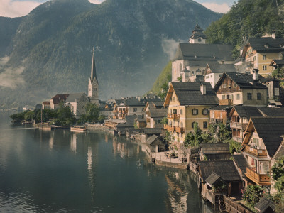Buy Houses Line the Lake of Hallstatt at AllPosters.com