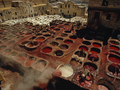 Buy Hide Tanners Stand Calf-Deep in Dye Vats at AllPosters.com