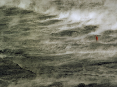 Buy Man Standing in Steaming Rain Falling on Still-Hot Volcanic Lava at AllPosters.com