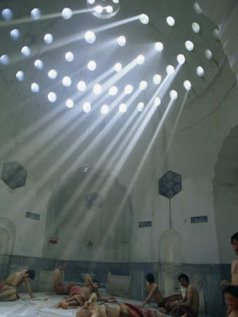 Buy Men Relax in the Heat of a Turkish Bath at AllPosters.com