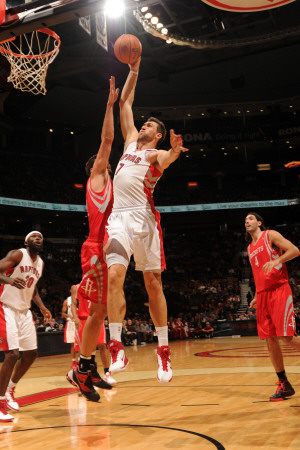 Buy Houston Rockets v Toronto Raptors: Andrea Bargnani and Brad Miller at AllPosters.com