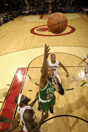 Buy Boston Celtics v Toronto Raptors: Ray Allen and Reggie Evans at AllPosters.com