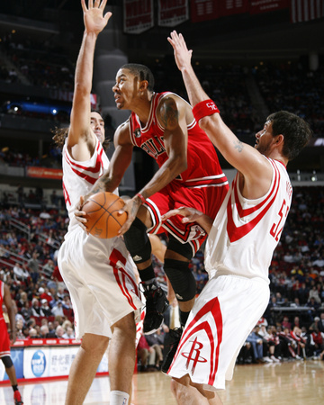 Buy Chicago Bulls v Houston Rockets: Derrick Rose, Brad Miller and Luis Scola at AllPosters.com